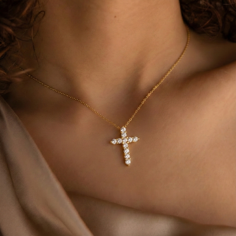Moissanite Cross Necklace