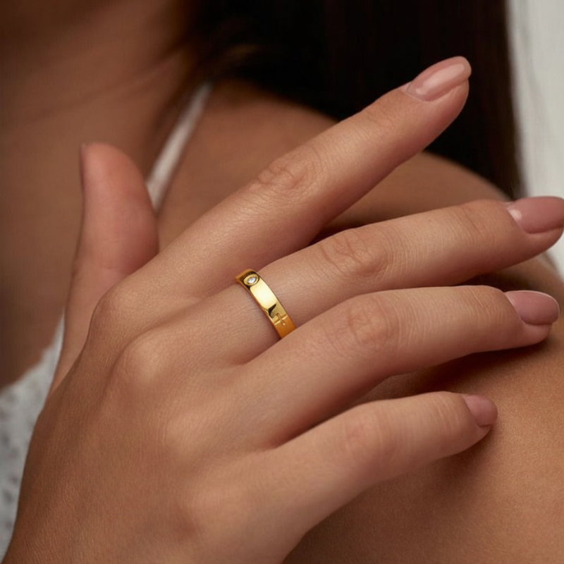 Crystal Cross Ring