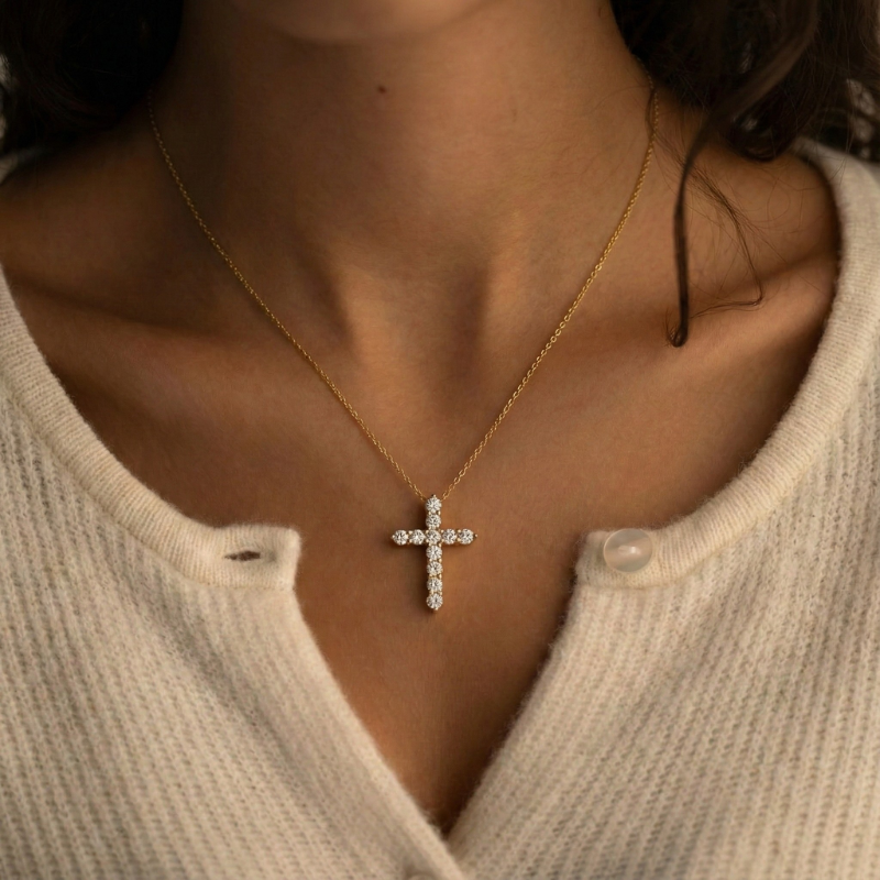 Moissanite Cross Necklace