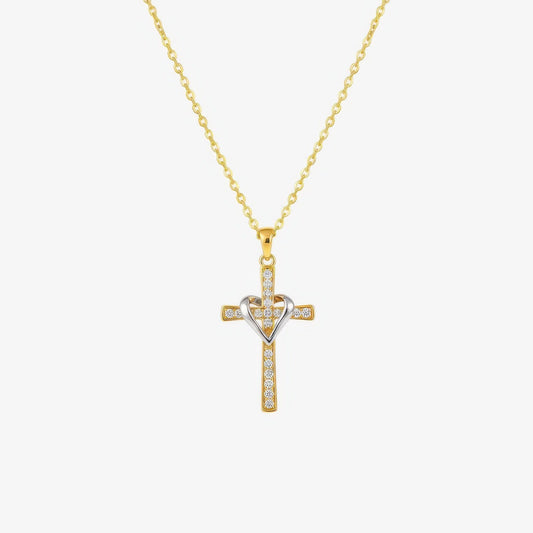 Two Tone Cross Necklace