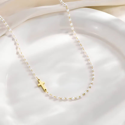Pearl Cross Necklace