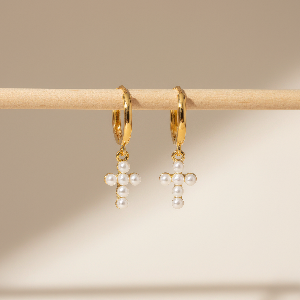 Pearl Cross Earrings