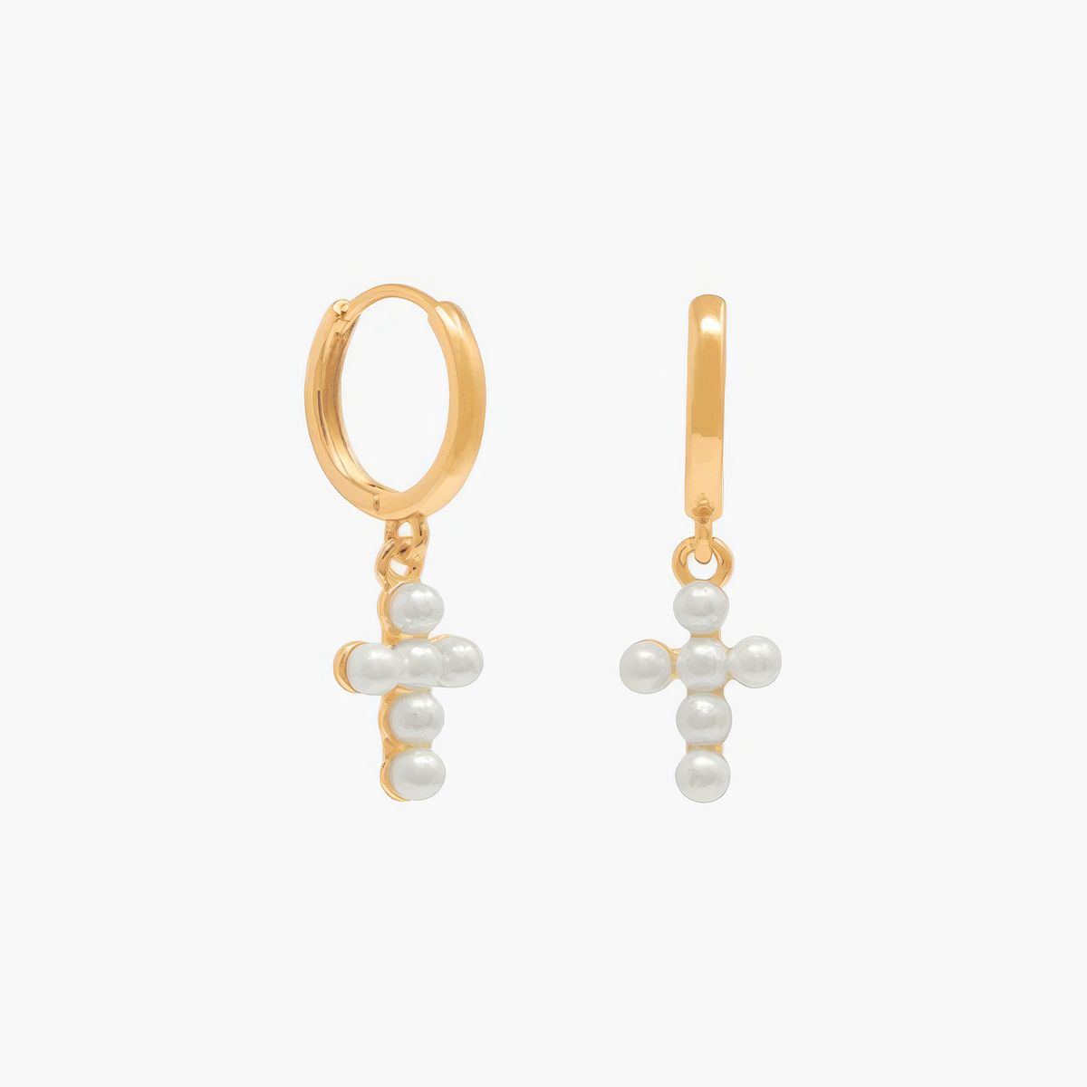 Pearl Cross Earrings