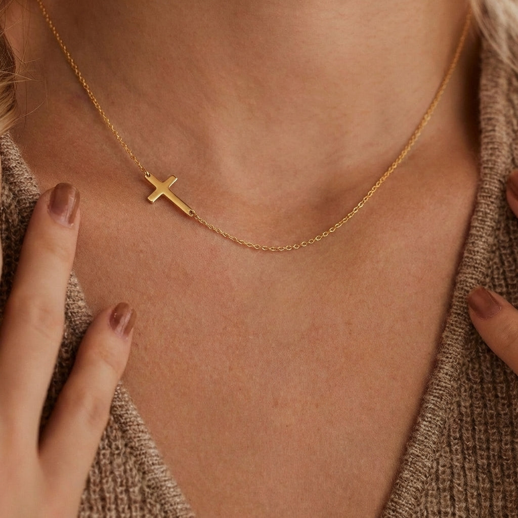 Sideways Cross Necklace