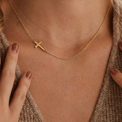 Sideways Cross Necklace