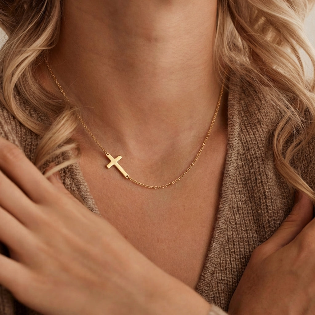 Sideways Cross Necklace