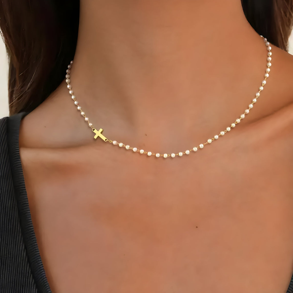 Pearl Cross Necklace