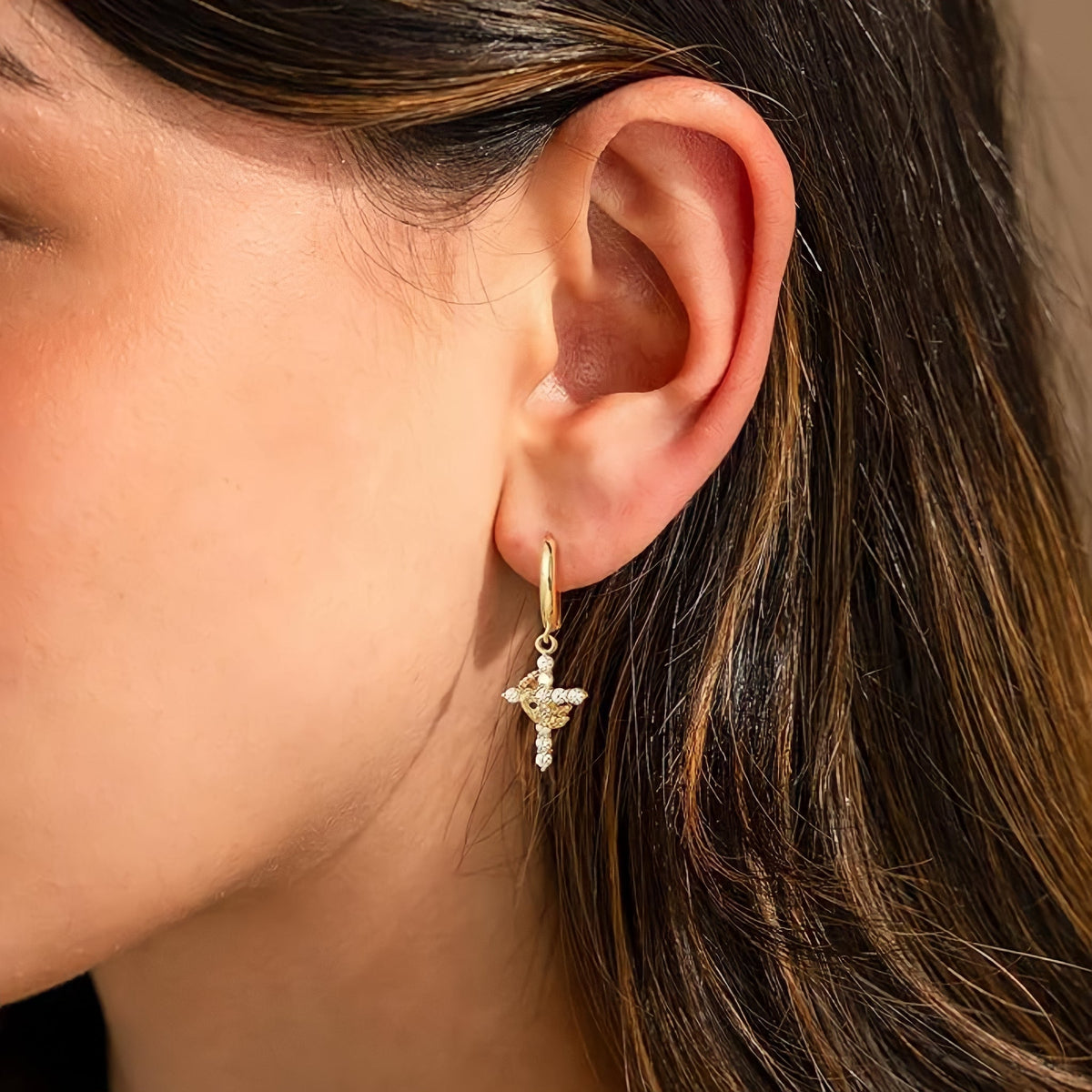 Crown Cross Earrings