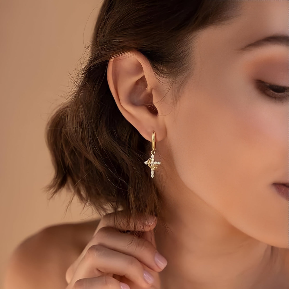 Crown Cross Earrings